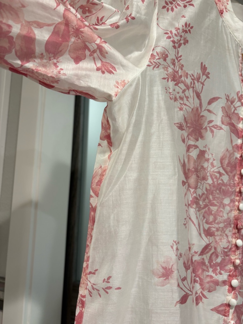 Bailey 44 Sheer White Blouse with Pink Floral Print - Picture 6 of 8